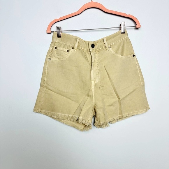 Free People X Sandrine Rose NWT Harem Mid Rise Raw Hem Shorts Sunflower Size 24 - Picture 2 of 11